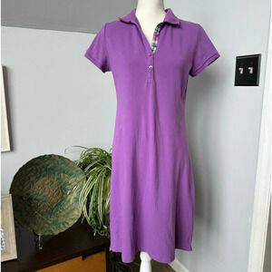 Lands’‎ End Purple Pique Cotton Polo Shirt Dress sz 6-8 Small Preppy Tennis Prep